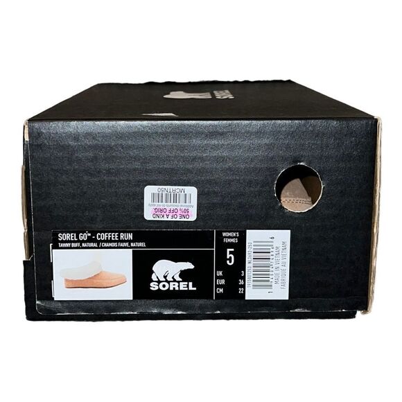 Sorel Go Coffee Run Slippers Tawny Buff, Natural Suede Faux Fur 5M New - Picture 8 of 8